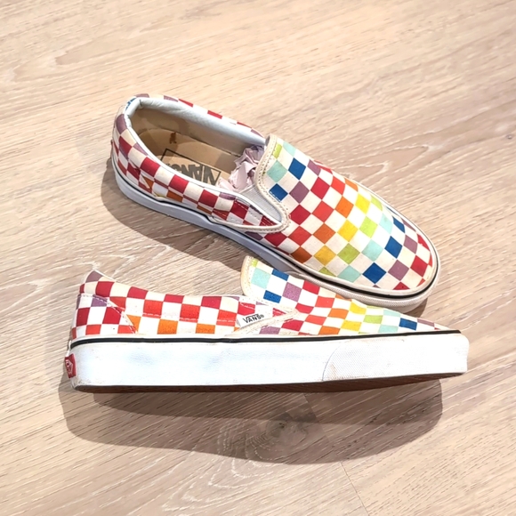 Vans Shoes - Vans Checkerboard Rainbow Skate Slip On Shoes 8.5 Women’s 7.5 MensThese were